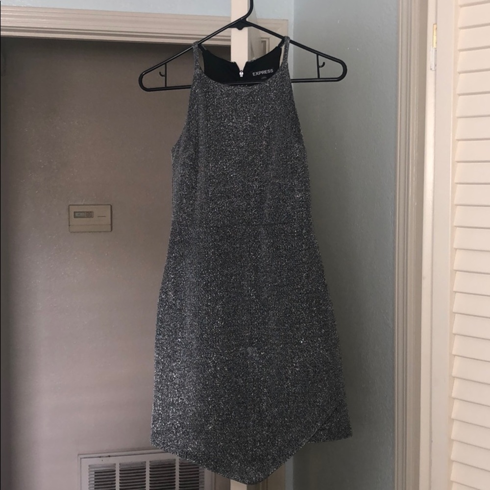 Black/silver midi dress